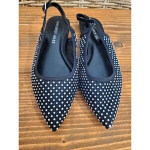 Sincerely Jules Womens Black Rhinestone Slingback Flats Size 8.5M
